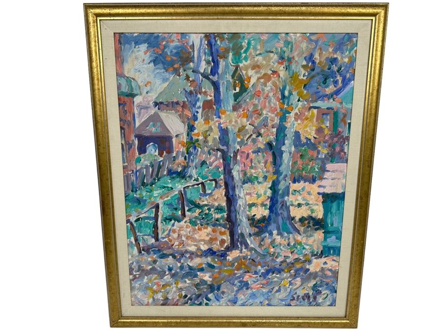 Original Mid-Century Abstract Impressionist Painting From Montreal Canada Signed Scott? 24 X 30 Framed 29 X 35 [Photo 2]