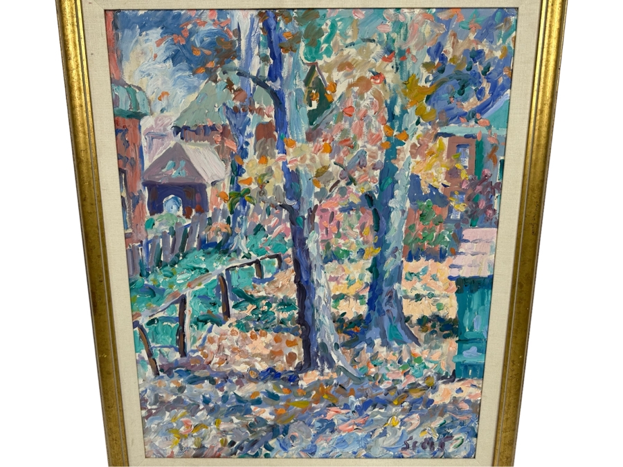 Original Mid-Century Abstract Impressionist Painting From Montreal Canada Signed Scott? 24 X 30 Framed 29 X 35 [Photo 1]