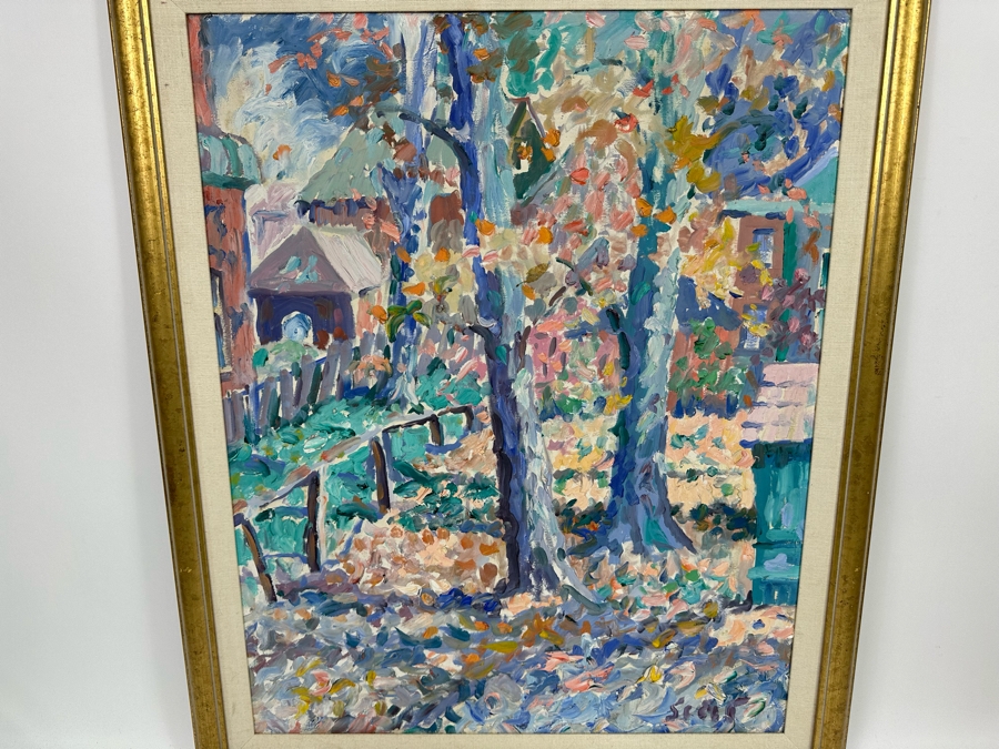 Original Mid-Century Abstract Impressionist Painting From Montreal Canada Signed Scott? 24 X 30 Framed 29 X 35 [Photo 4]
