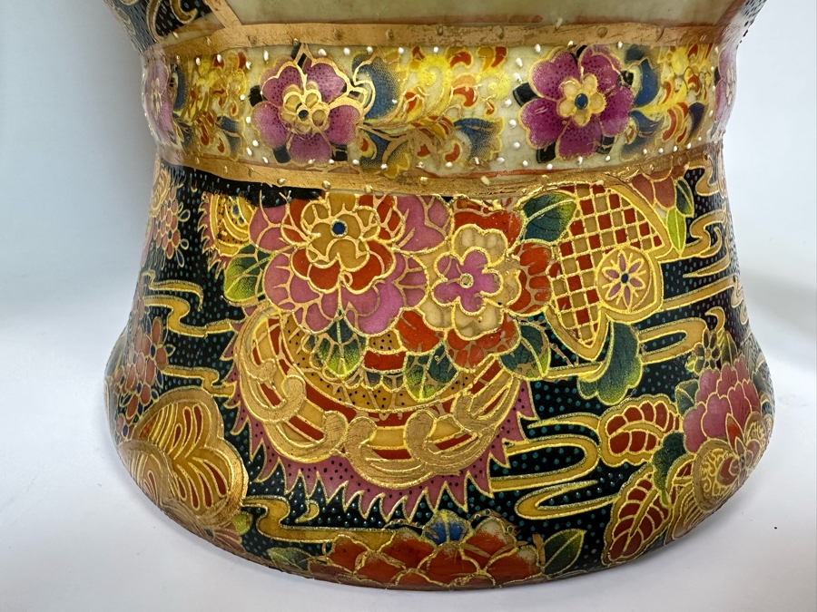 Large Signed Japanese Satsuma Vases, A Pair 9W X 23.5H [Photo 40]