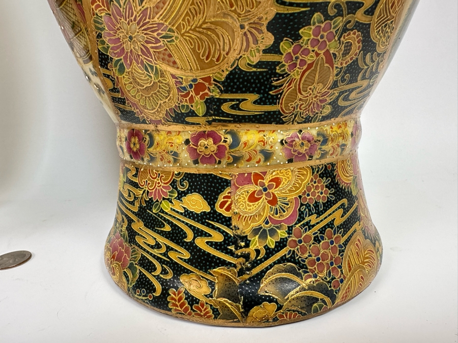 Large Signed Japanese Satsuma Vases, A Pair 9W X 23.5H [Photo 19]