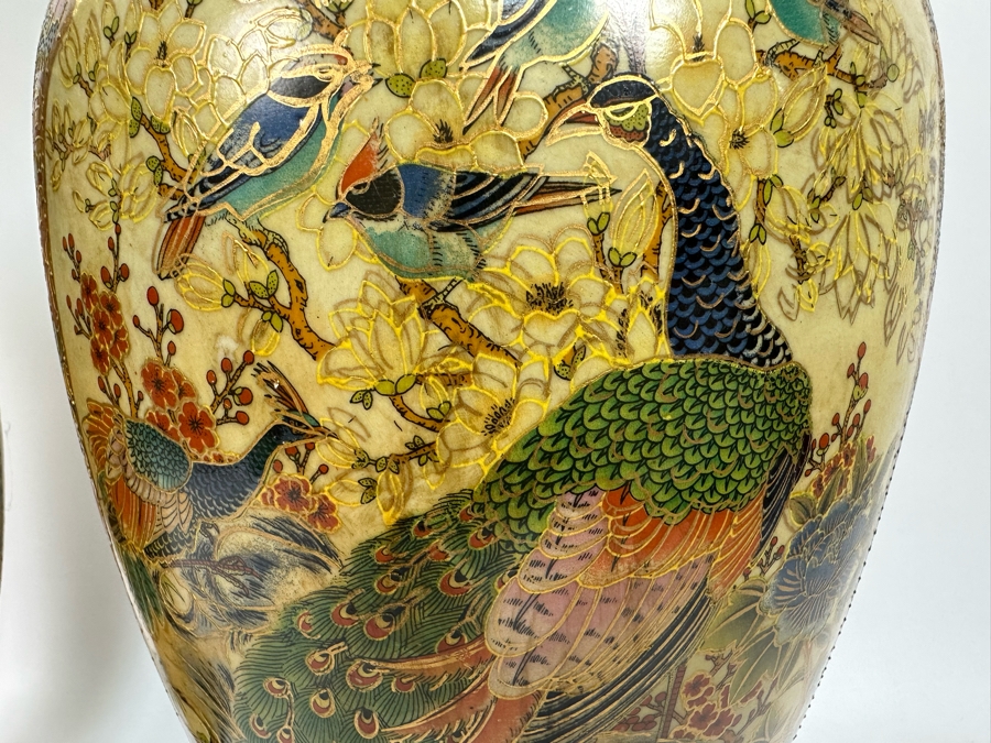 Large Signed Japanese Satsuma Vases, A Pair 9W X 23.5H [Photo 5]