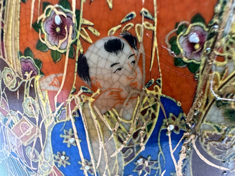 Large Signed Japanese Satsuma Vases, A Pair 9W X 23.5H [Photo 30]