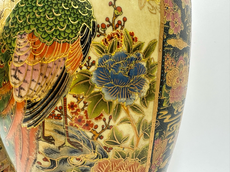 Large Signed Japanese Satsuma Vases, A Pair 9W X 23.5H [Photo 7]