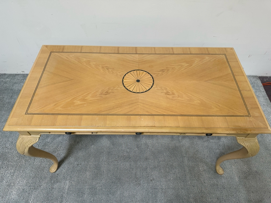 Bernhardt Furniture Elegant Desk Featuring Cabriolet Legs And Inlaid Design 55W X 28D X 30.5H With Matching Chair [Photo 6]