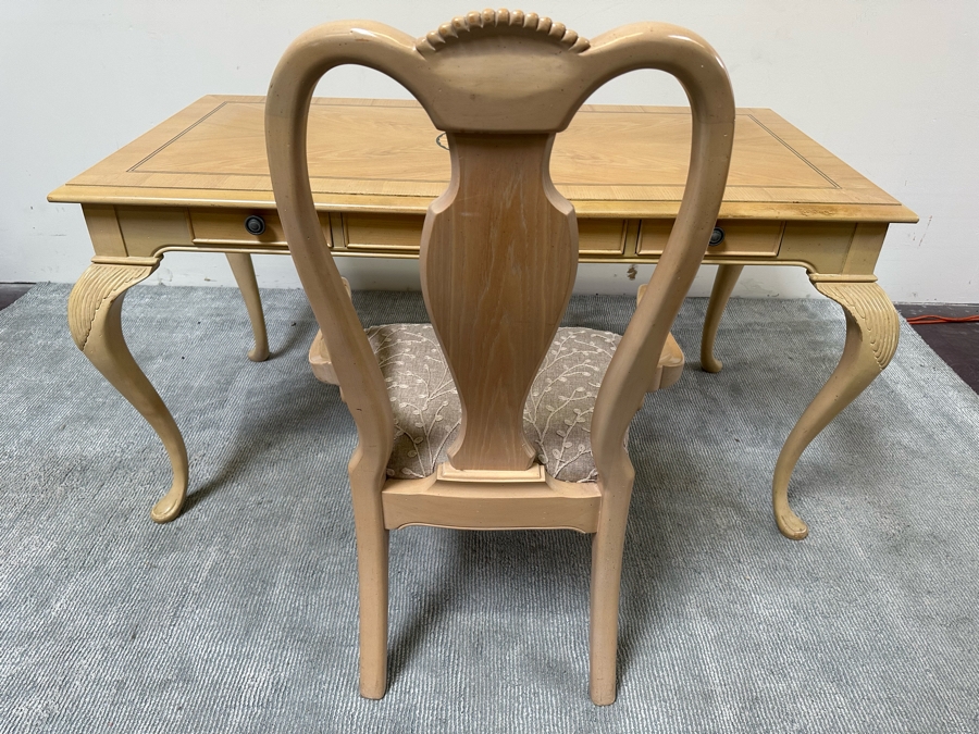 Bernhardt Furniture Elegant Desk Featuring Cabriolet Legs And Inlaid Design 55W X 28D X 30.5H With Matching Chair [Photo 13]