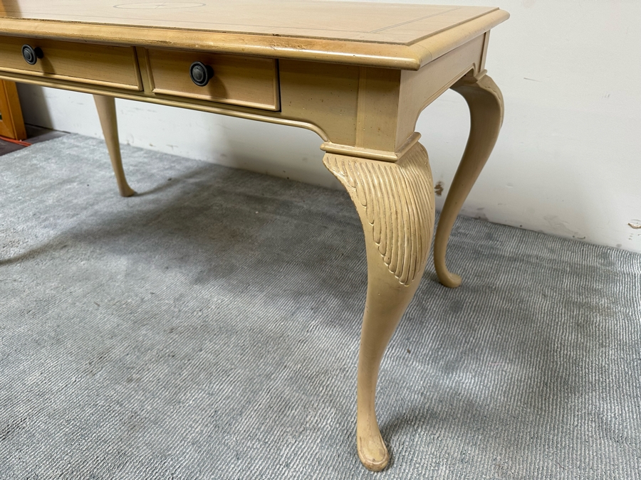 Bernhardt Furniture Elegant Desk Featuring Cabriolet Legs And Inlaid Design 55W X 28D X 30.5H With Matching Chair [Photo 11]