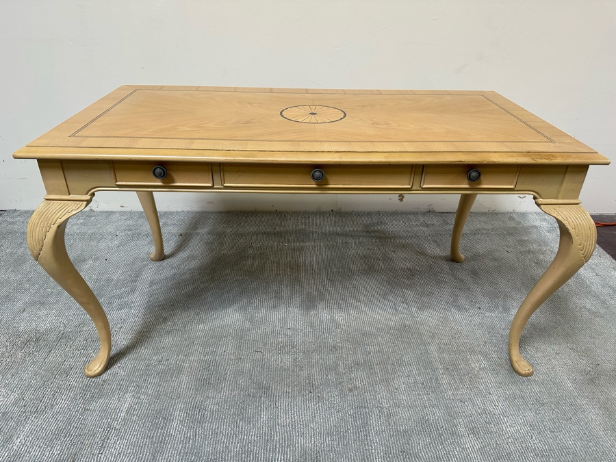 Bernhardt Furniture Elegant Desk Featuring Cabriolet Legs And Inlaid Design 55W X 28D X 30.5H With Matching Chair [Photo 5]