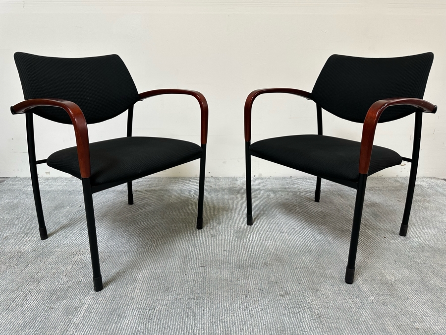 Pair Of Stylish Stackable Gunlocke Company Office Chairs 23.5W X 22D X 32H [Photo 6]