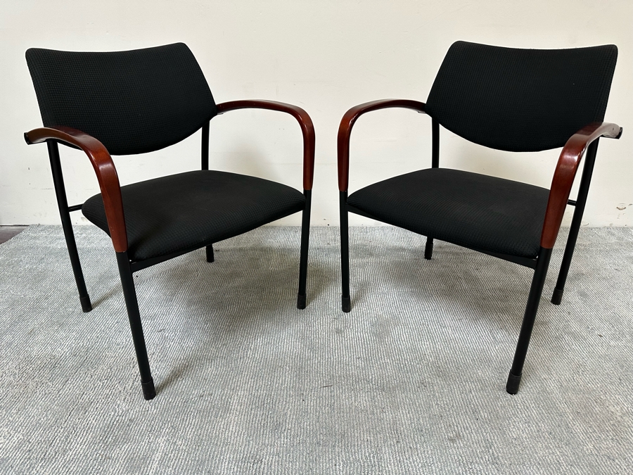 Pair Of Stylish Stackable Gunlocke Company Office Chairs 23.5W X 22D X 32H [Photo 2]