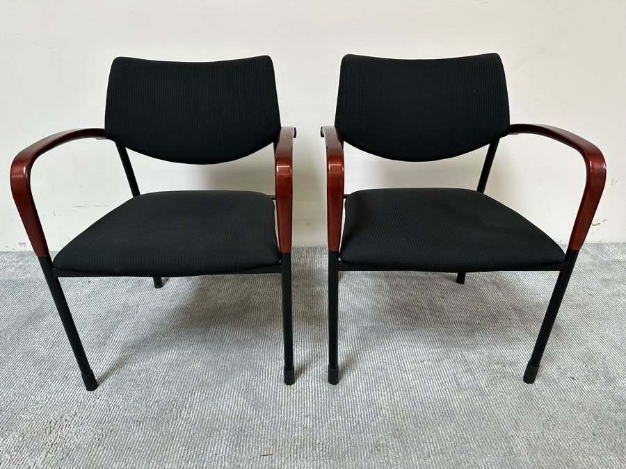 Pair Of Stylish Stackable Gunlocke Company Office Chairs 23.5W X 22D X 32H [Photo 3]