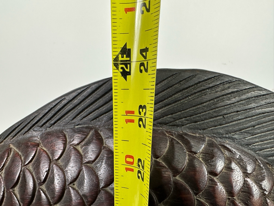 Large Wooden Hand Carved Fish Sculpture Signed MD 24W X 5D X 24H [Photo 13]