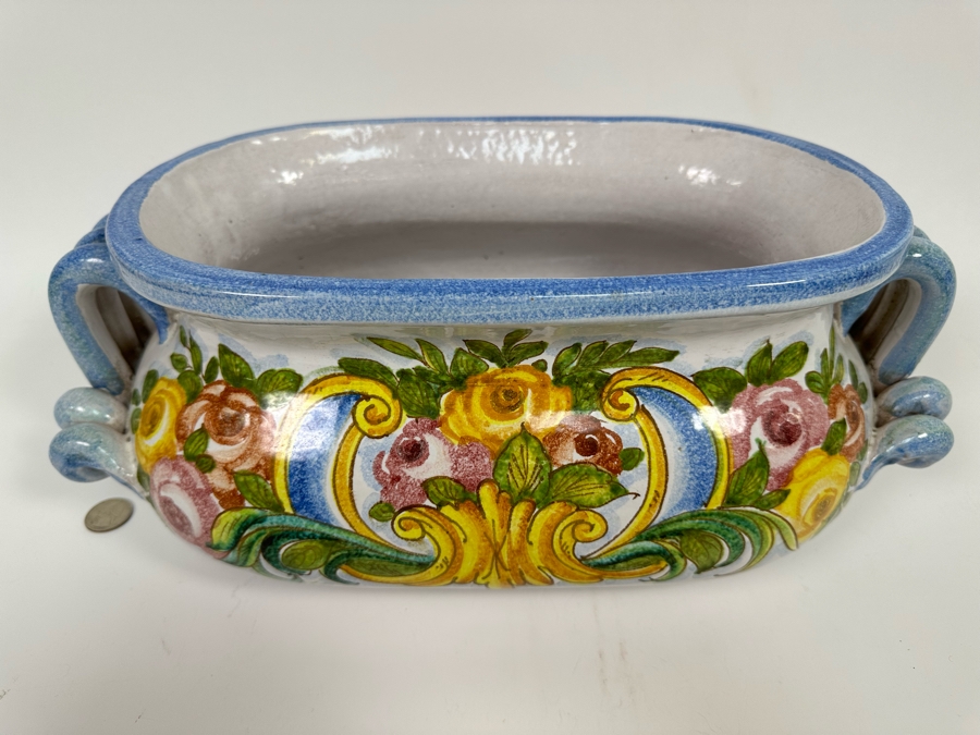 Hand Painted Pottery Planter 16W X 9D X 7H [Photo 3]