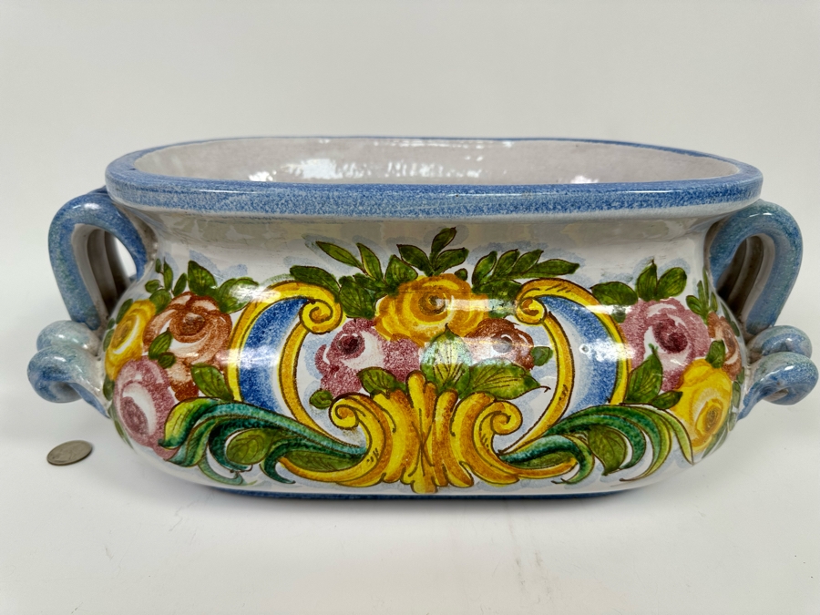Hand Painted Pottery Planter 16W X 9D X 7H [Photo 2]