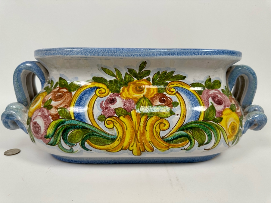 Hand Painted Pottery Planter 16W X 9D X 7H [Photo 4]