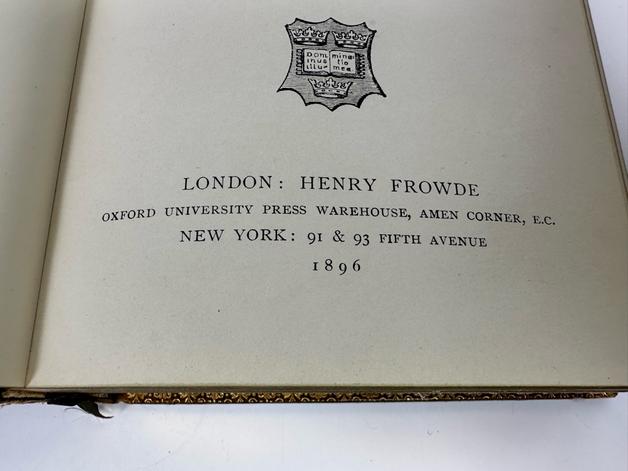 Antique 1896 Leather Bound Book Complete Edition: The Poetical Works Of Robert Burns London: Henry Frowde - Note This Book Was Awarded To J. R. M. Butler In 1904 For Good Work By Headmaster Of The Harrow School In London England [Photo 9]