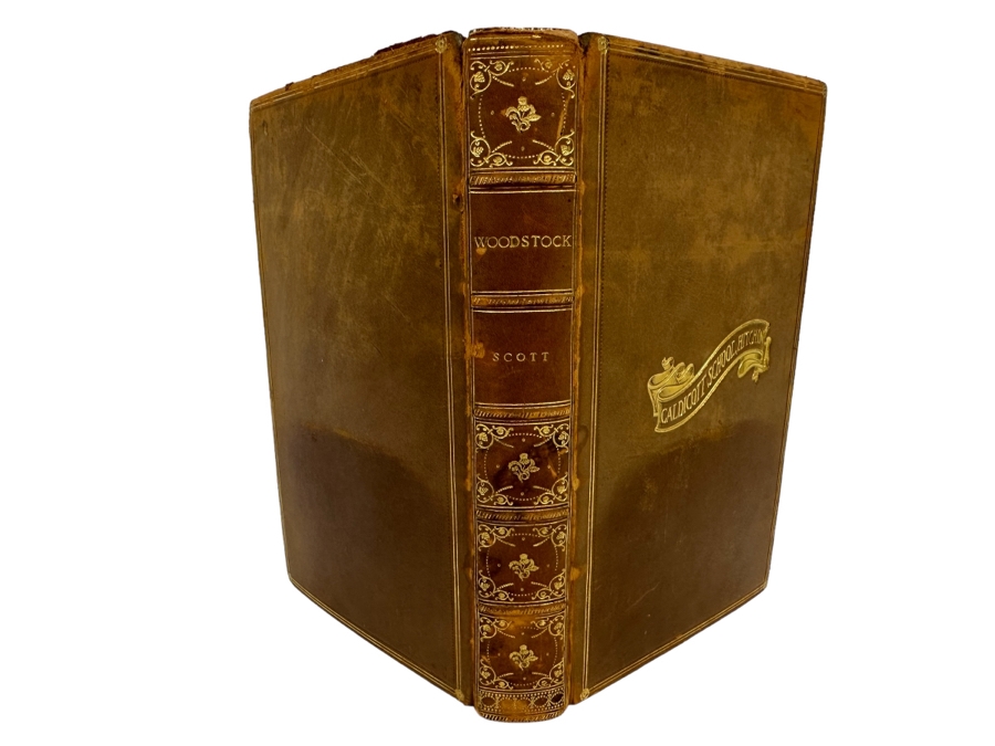 Antique Leatherbound Book Woodstock Or The Cavalier A Tale Of The Year Sixteen Hundred And Forty-One By Sir Walter Scott London, The Caxton Publishing Company