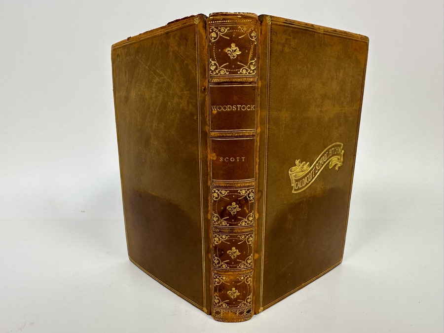 Antique Leatherbound Book Woodstock Or The Cavalier A Tale Of The Year ...