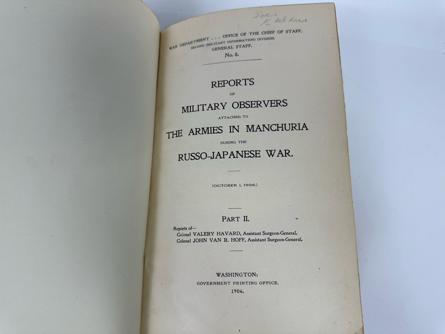 Antique 1906 Book Reports OF Military Observers Attached To The Armies In Manchuria During The Russo-Japanese War Oct 1, 1906 Part II With Maps From The Washington Government Printing Office [Photo 4]