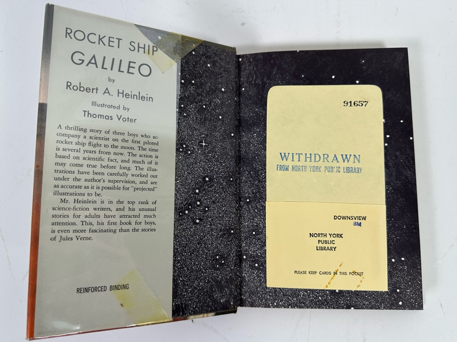 1947 First Edition Hardcover Science Fiction Book Rocket Ship Galileo By Robert A. Heinlein (Former Library Book) [Photo 2]