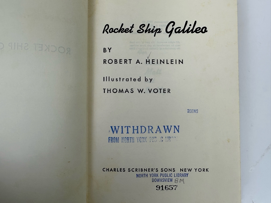 1947 First Edition Hardcover Science Fiction Book Rocket Ship Galileo By Robert A. Heinlein (Former Library Book) [Photo 4]
