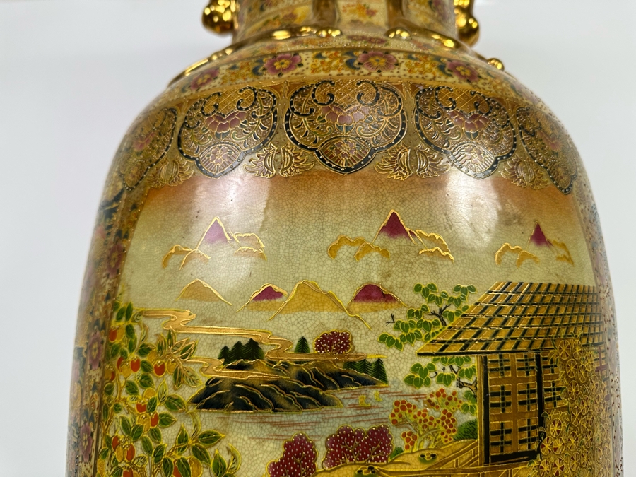 Monumental Signed Japanese Satsuma Vase 16W X 41.5H [Photo 23]
