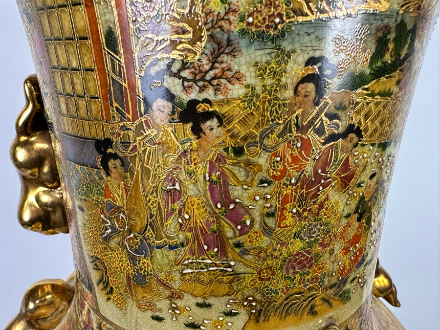 Monumental Signed Japanese Satsuma Vase 16W X 41.5H [Photo 27]