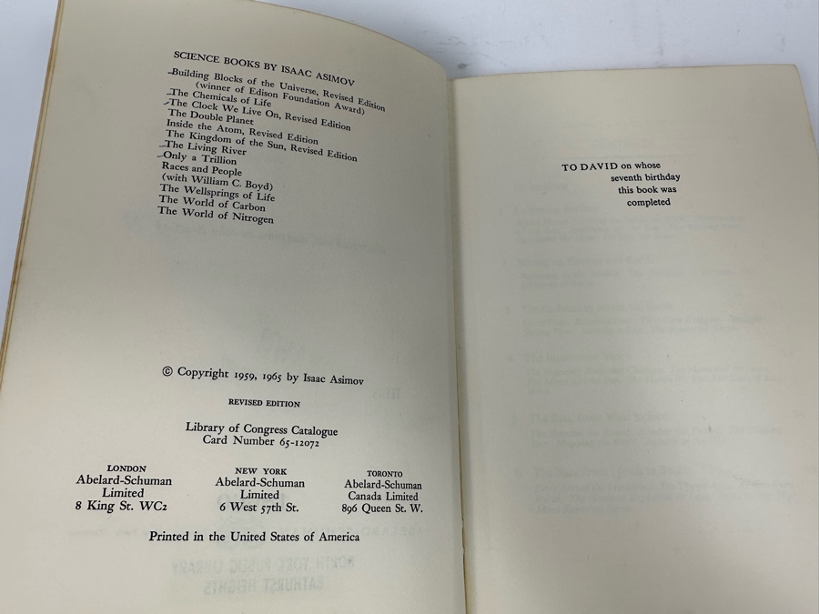 Isaac Asimov The Clock We Live On Revised Edition Hardcover Book 1965 (Former Library Book) [Photo 4]
