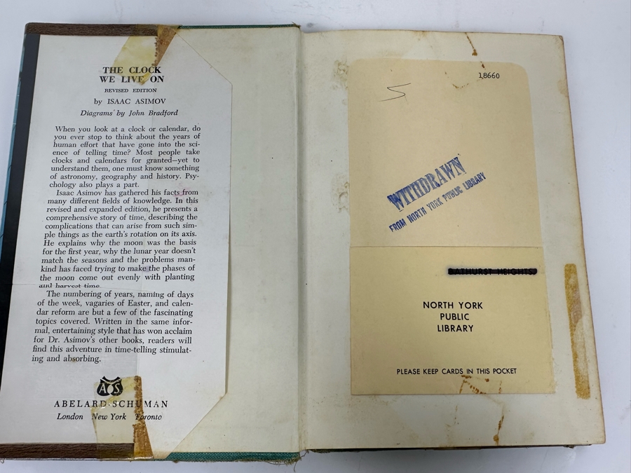 Isaac Asimov The Clock We Live On Revised Edition Hardcover Book 1965 (Former Library Book) [Photo 2]