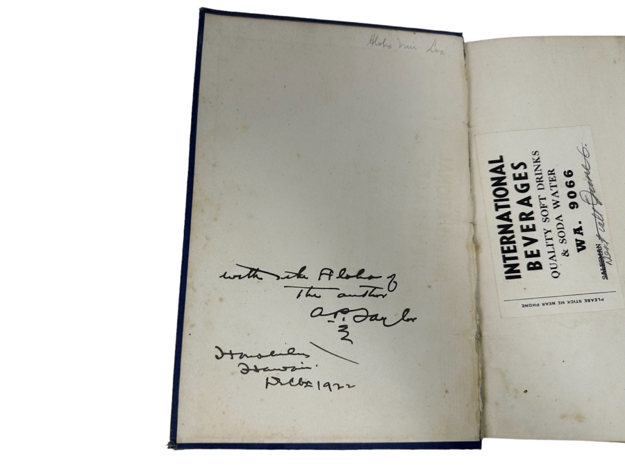 Signed Antique 1922 Book Under Hawaiian Skies A Narrative Of The Romance, Adventure And History Of The Hawaiian Islands Signed By Albert Pierce Taylor [Photo 3]