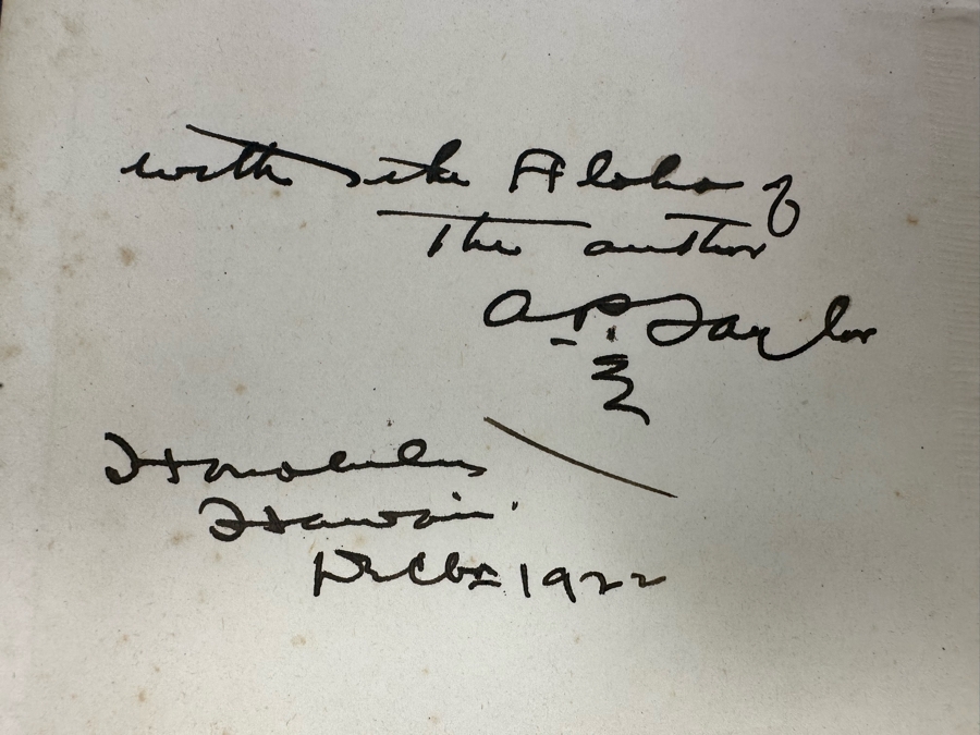 Signed Antique 1922 Book Under Hawaiian Skies A Narrative Of The Romance, Adventure And History Of The Hawaiian Islands Signed By Albert Pierce Taylor [Photo 8]