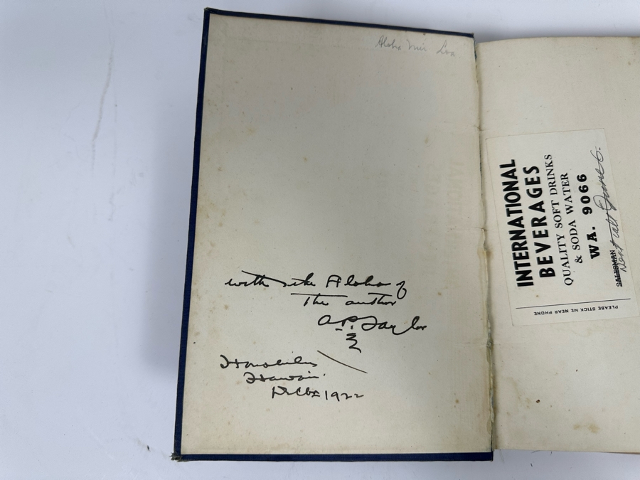 Signed Antique 1922 Book Under Hawaiian Skies A Narrative Of The Romance, Adventure And History Of The Hawaiian Islands Signed By Albert Pierce Taylor [Photo 7]