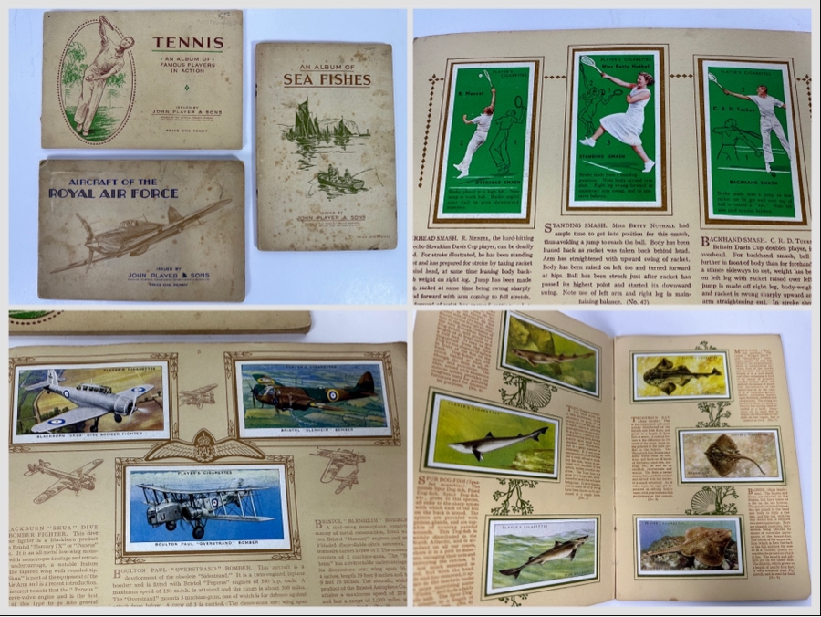 John Player & Sons Great Britain Cigarette Cards: Aircraft Of The Royal Air Force (Complete), Sea Fishes (Missing Several) And Tennis (Incomplete) - See Photos