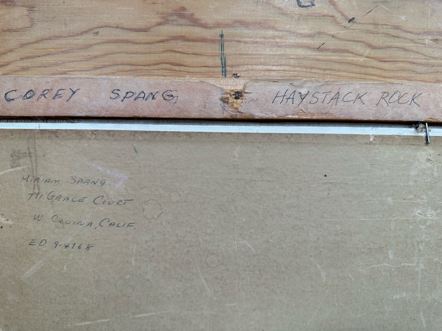 Miriam Spang 1957 Original Seascape Painting Titled Haystack Rock On Board 24 X 18 Framed 31.5 X 25.5 [Photo 13]