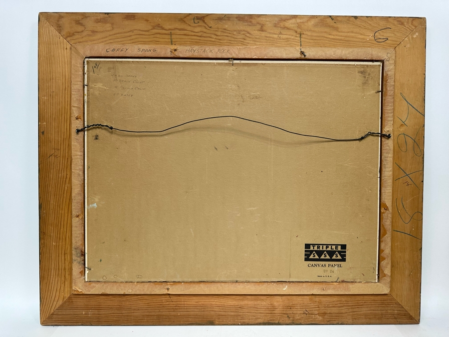 Miriam Spang 1957 Original Seascape Painting Titled Haystack Rock On Board 24 X 18 Framed 31.5 X 25.5 [Photo 11]