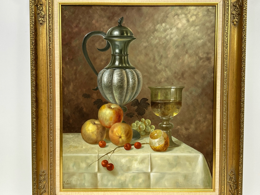 Gyula Bubarnik (1924-2010, Hungary) Original Still Life Painting On Canvas 20 X 24 Framed 27 X 31 [Photo 4]