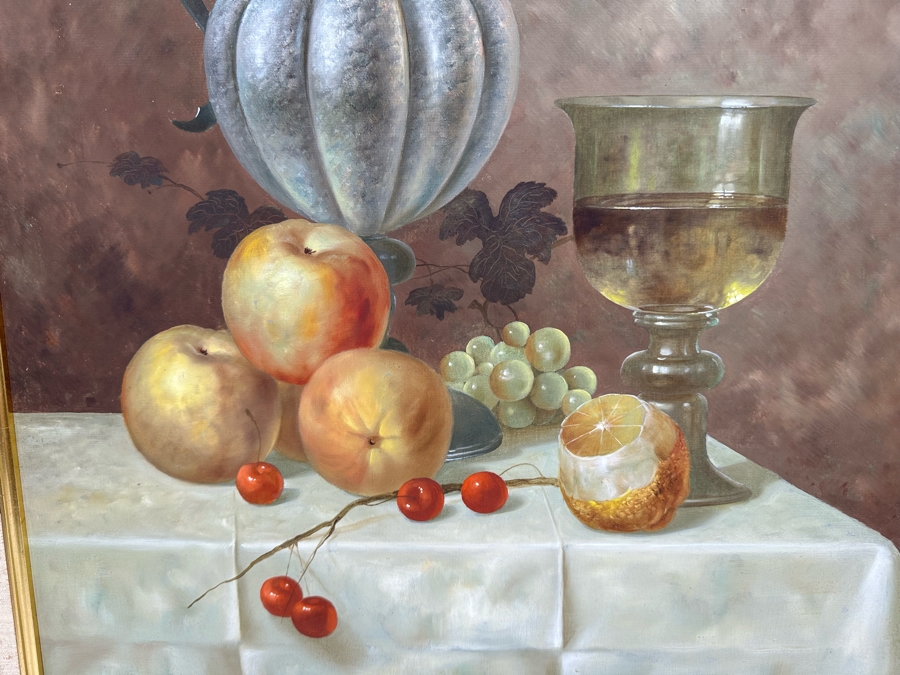 Gyula Bubarnik (1924-2010, Hungary) Original Still Life Painting On Canvas 20 X 24 Framed 27 X 31 [Photo 6]