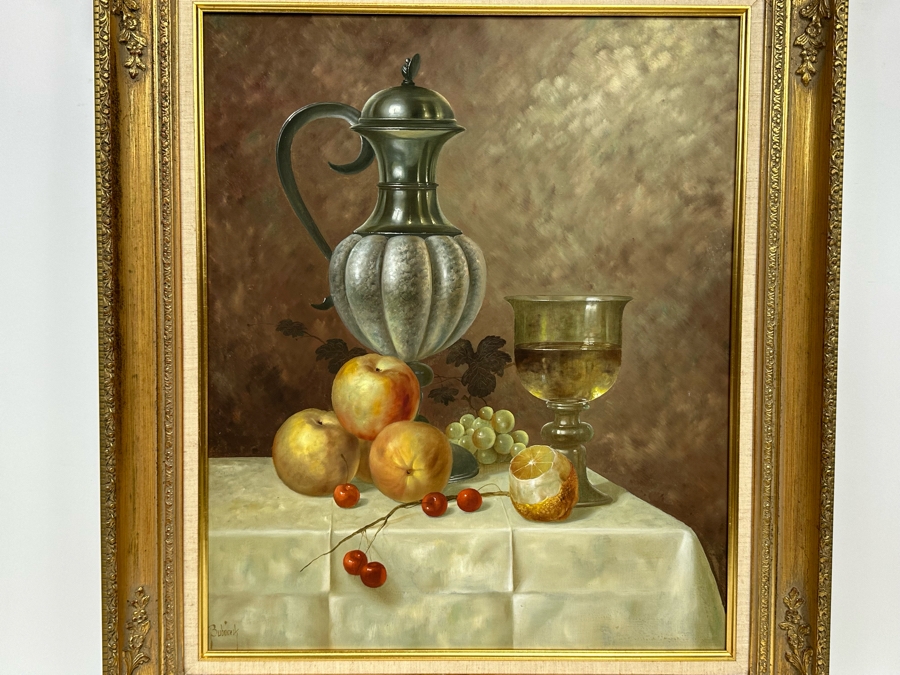 Gyula Bubarnik (1924-2010, Hungary) Original Still Life Painting On Canvas 20 X 24 Framed 27 X 31 [Photo 5]