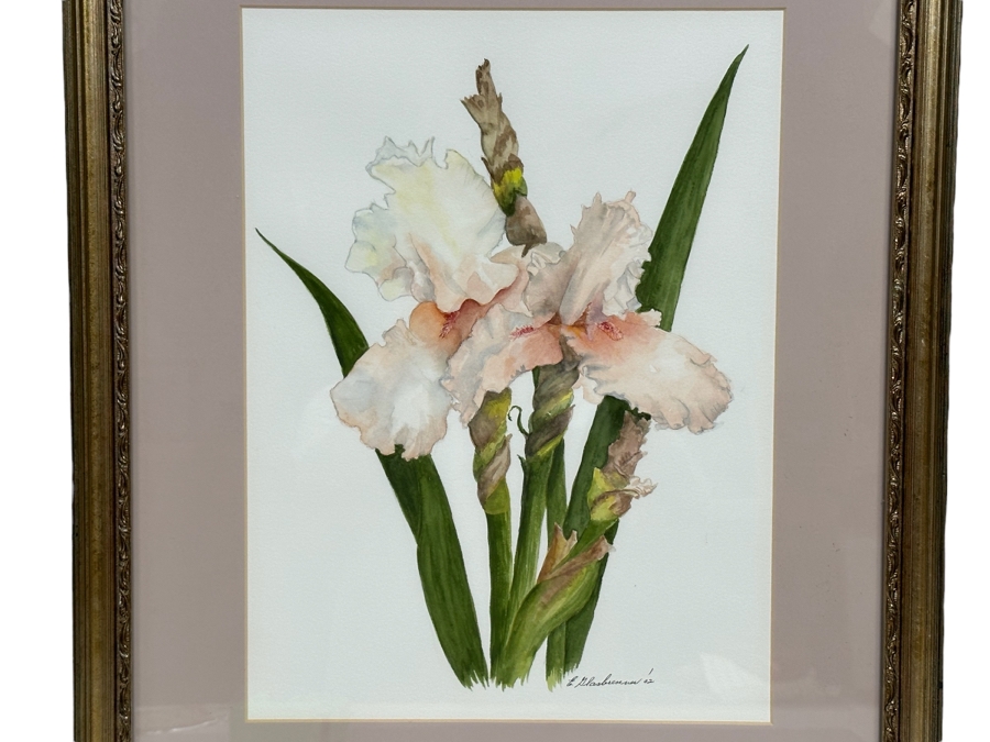 Edna Glasbrenner Original Watercolor Painting On Paper Of Orchids 11 X 15 Framed 18 X 22