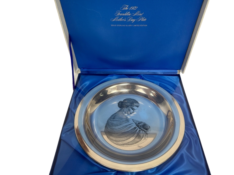 Sterling Silver 1972 Franklin Mint Mother's Day Plate Limited Edition Solid Sterling Silver Sealed New Old Stock 6oz