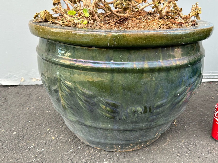 Pair Of Large Glazed Outdoor Flower Pots 20W X 14H [Photo 5]