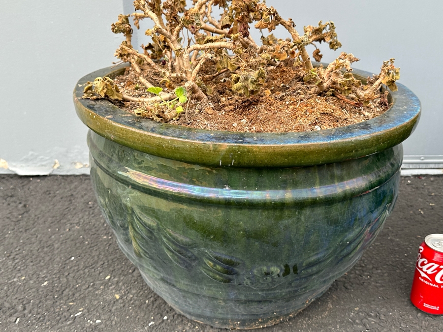 Pair Of Large Glazed Outdoor Flower Pots 20W X 14H [Photo 6]