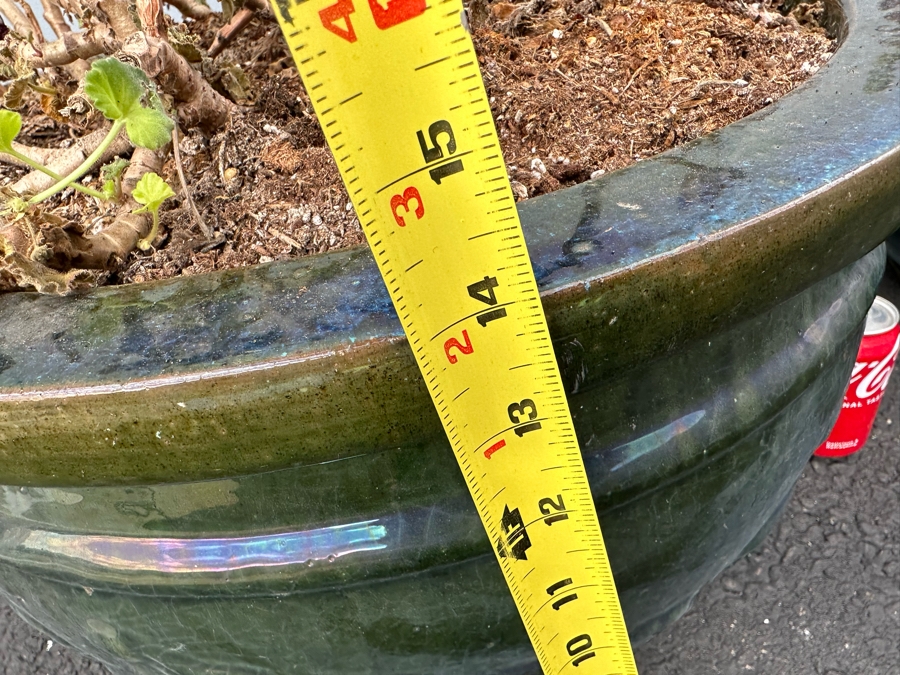 Pair Of Large Glazed Outdoor Flower Pots 20W X 14H [Photo 7]