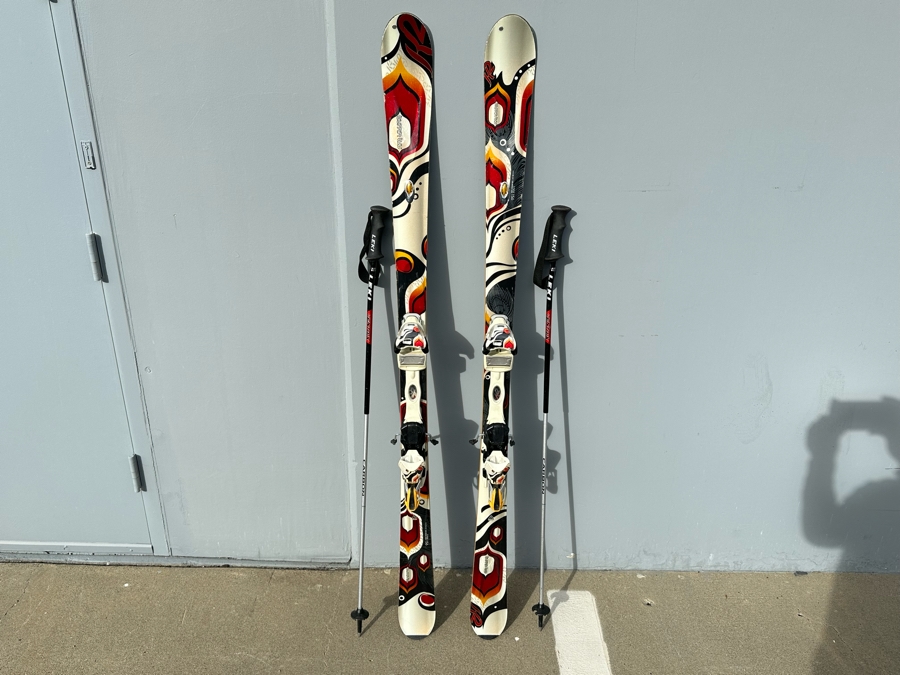 K2 Burnin Luv Skis 156 With Marker Bindings And LEKI Ventrix Carbon Poles