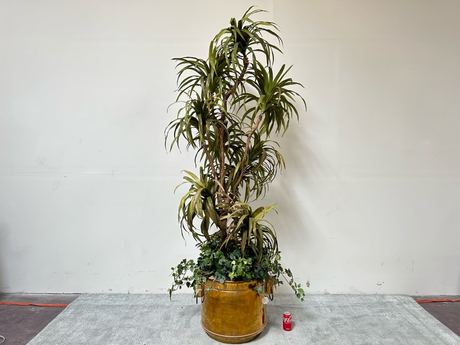 Large Artificial Indoor Tree With Brass Flower Pot 24W X 91H [Photo 1]