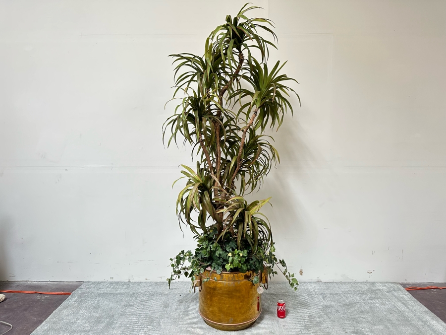 Large Artificial Indoor Tree With Brass Flower Pot 24W X 91H [Photo 2]
