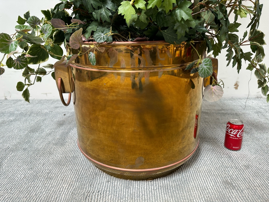 Large Artificial Indoor Tree With Brass Flower Pot 24W X 91H