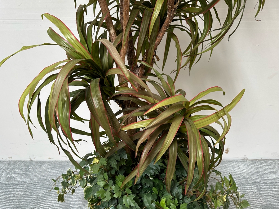 Large Artificial Indoor Tree With Brass Flower Pot 24W X 91H