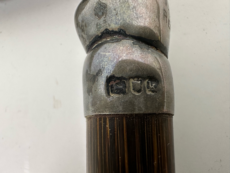 Antique 1905 London England Sterling Silver Lobster Claw Handle Wooden Cane 36L [Photo 10]