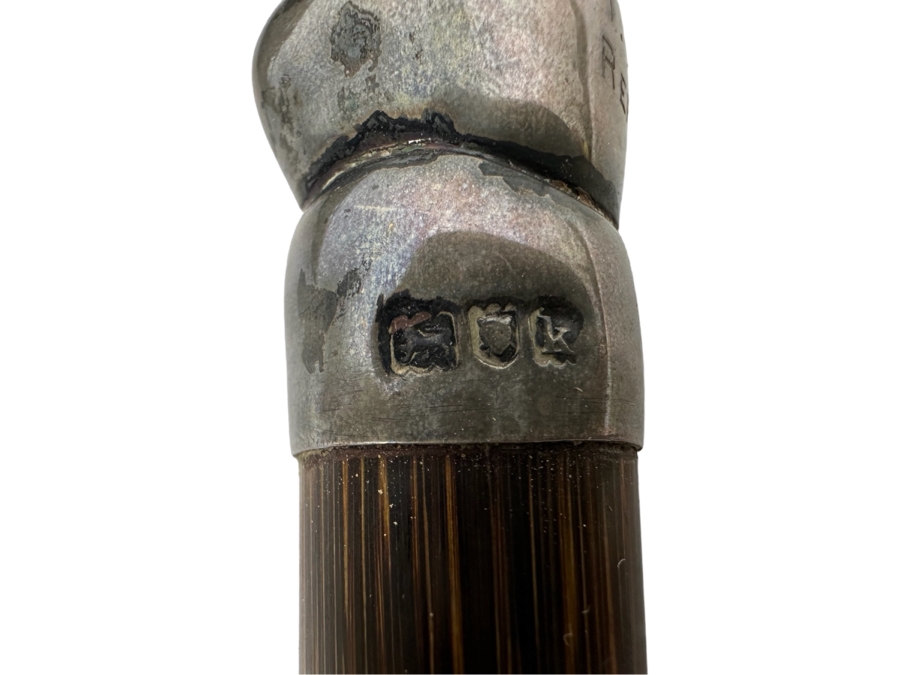 Antique 1905 London England Sterling Silver Lobster Claw Handle Wooden Cane 36L [Photo 4]